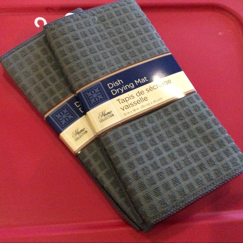 New set  of 2 microfiber dish drying mats gray